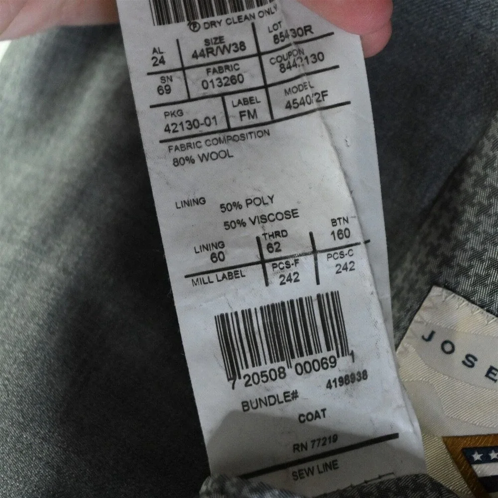 Joseph Abboud 44R Gray Freedom USA Made 2 Button‎ Blazer Jacket Sport Coat_8